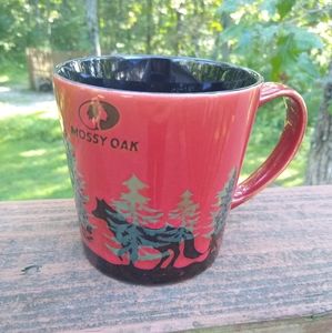 Dark Red Mossy Oak Wolf in Wilderness Coffee Mug